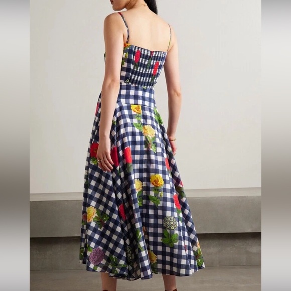 Cara Cara Gingham Floral Blue Check Dress - Picture 4 of 10